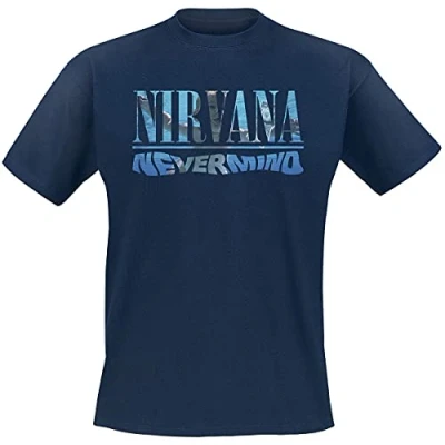 Afbeelding van Nirvana Nevermind Heren T shirt met korte mouwen, marineblauw, regular fit, Marinier
