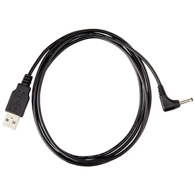 Afbeelding van USB A (m) DC plug 3,5 x 1,35mm kabel haaks / zwart 1,5 meter