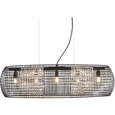 Afbeelding van Searchlight Cage Hanglamp 77 X 30 150 Cm Mat Zwart