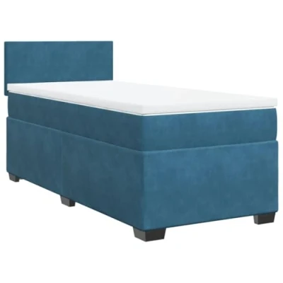 Image de vidaXL Sommier à lattes de lit avec matelas bleu 90x190 cm velours
