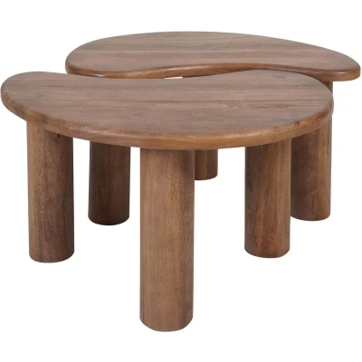 Afbeelding van Home67 Salontafel Lina Mangohout Set van 2