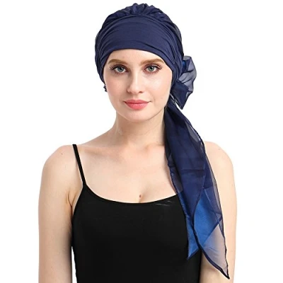 Afbeelding van FocusCare Comfortabel hoofddeksel van bamboejersey voor borstkanker, Beide marineblauw, één maat