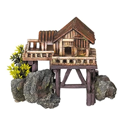Afbeelding van Nobby aqua deco huis met planten 23 x 12,3 17 cm