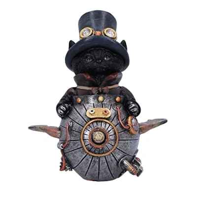 Afbeelding van Nemesis Now Beeld/figuur Feline Invention Steampunk Zwart Katje in Vliegtuigje Heel erg schattig 14.5cm Multicolours