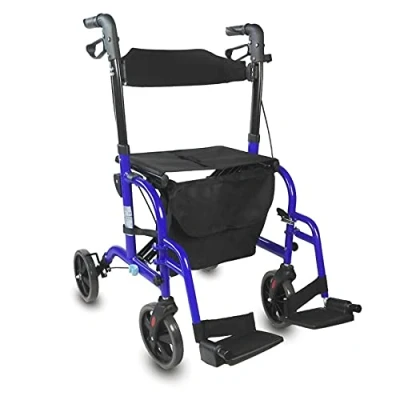 Afbeelding van Mobiclinic Picasso Wandelaar en Rollator Opvouwbaar 2 in 1 met 4 Wielen Vergrendelbare Remmen Looprek Stoel Rugleuning Opvouwbare Verstelbare Hoogte Lichtgewicht Draagtas blauw