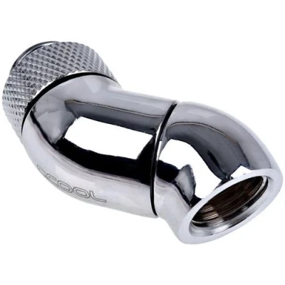 Image de Alphacool Eiszapfen Connector Series Double 45 angle Adapter Adaptateur de montage en système refroidissement liquide nickel argenté