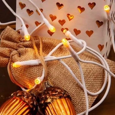 Afbeelding van hellum 151671 Mini led lichtketting met stekker en kabel, voor binnen, 100 leds, warmwit, 14,85 m, &lt; 59 lumen,