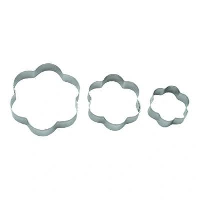 Afbeelding van BekkiB Set van 3 Uitsteekvormpjes &quot;Flower&quot; maten roestvrij staal vaatwasmachinebestendig Voor het bakken koekjes en ogen Linzer 880683