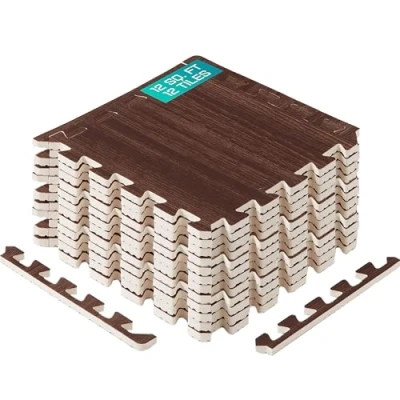 Afbeelding van Yes4All 6LWD EVA in elkaar grijpende randen schuimrubberen vloermatten voor fitnessapparatuur (24 grijs 6 stuks), I. 12 vierkante tegels (12 tegels) donker walnoothout, 3,5 m² (30,5 x 30,5 cm)