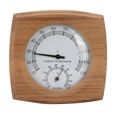 Afbeelding van TOPINCN Wood 2 in 1 Thermische Hygrometer Thermometer voor Stoombad Sauna Fahrenheit Accessoires
