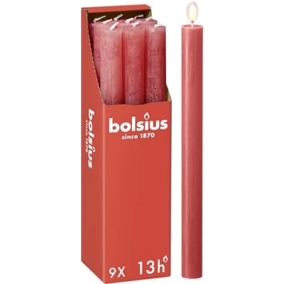 Afbeelding van Bolsius Rustiek tafelkaars Blossom Pink 270/23mm Doos a 9 stuks