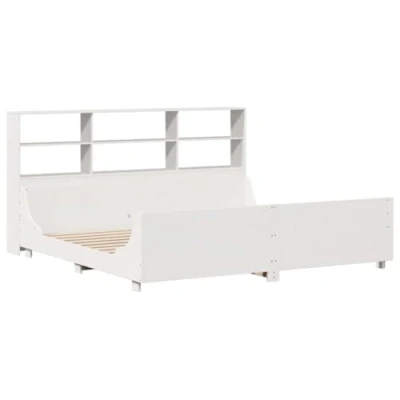Afbeelding van vidaXL Bed met boekenkast zonder matras massief hout wit 180x200 cm