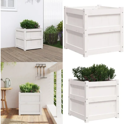 Afbeelding van Plantenbak 50x50x50 cm massief grenenhout wit