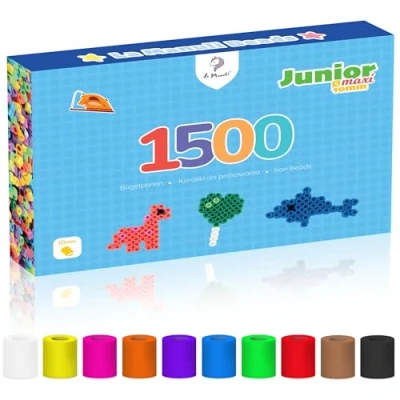 Afbeelding van La Manuli 1500 stuks grote strijkkralen 10 mm maat XL voor kinderen vanaf 3 jaar navulset knutselkralen (kleurrijke kleuren)