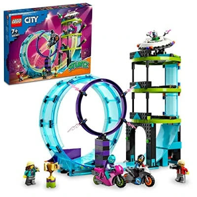 Afbeelding van LEGO 60361 City Stuntz De ultieme uitdaging van stuntmotorrijders, 3 in 1 speelgoed, met 2 stuntmotorfietsen voor of spelers, kinderen, jongens, meisjes vanaf 7 jaar