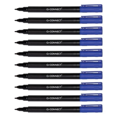 Afbeelding van Q Connect BD CD/DVD Marker, 10 stuks, dikte 0,6 mm, blauw, waterdicht, voor het beschrijven van glas, kunststof, metaal, porselein, folie, alcohol, niet giftig