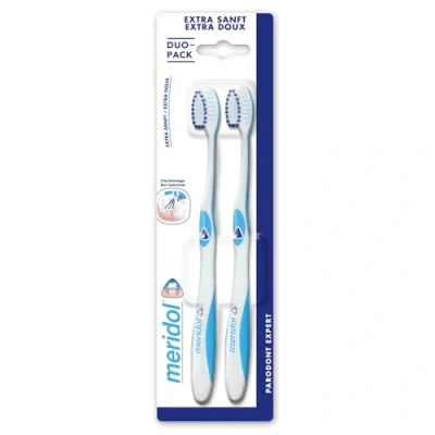 Afbeelding van Meridol Parodont Expert Duo Pack Extra Zachte Tandenborstels (Kleur : Blauw en violet)