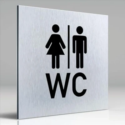 Afbeelding van Türschilder24 Dibond Aluminium deurplaat, 120 x 3 mm, voor Pikto toilet, 100% Made in Germany (WC + pictogram)