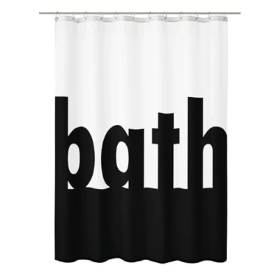 Afbeelding van Kleine Wolke Douchegordijn Bath Zwart wit 180x200cm