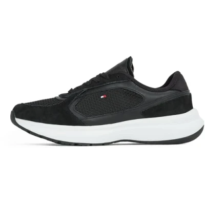 Afbeelding van Tommy Hilfiger Sporty Runner Sneakers laag, Dames, Maat: 38, Black Leer/ synthetisch