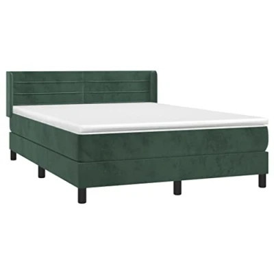 Afbeelding van vidaXL Boxspring met matras fluweel donkergroen 140x190 cm