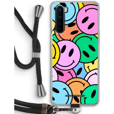 Afbeelding van Case Company® hoesje met Koord geschikt voor OnePlus Nord Smiley N1 Telefoonhoesje Zwart Bescherming aan alle Kanten en Over de Schermrand