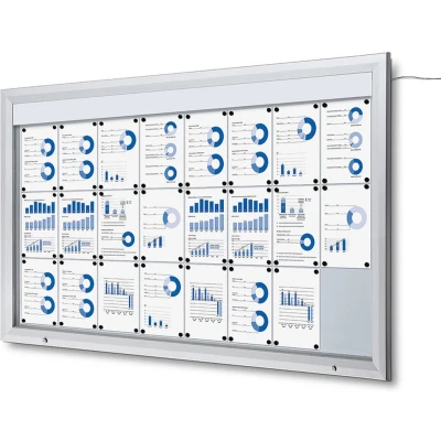 Afbeelding van Vergrendelbaar Notitiebord Outdoor Verlicht Logo met Gasveer 24x A4 Syna SCT24XA4PHLED Horeca &amp; Professioneel