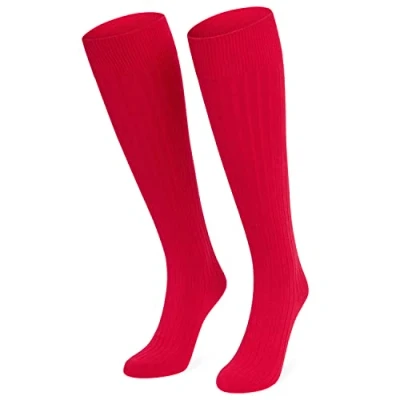 Afbeelding van CityComfort Kniekousen voor dames en heren, lang, zwart, rood, wit, Rood