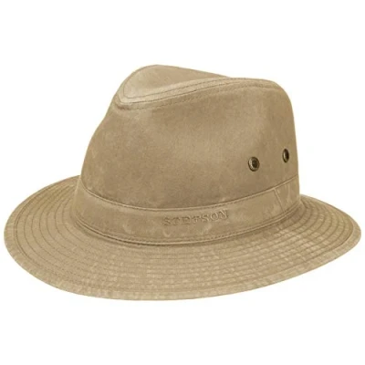 Afbeelding van Stetson Organic Cotton Traveller hoed voor heren, van biologisch katoen, reishoed met uv bescherming 40+, duurzaam zonnehoed lente/zomer, Beige