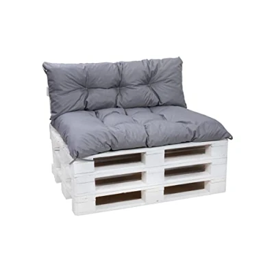 Afbeelding van Setgarden® set tuinmeubelkussens van pallets, rugleuning en zitkussens, tuinkussens, vele kleuren maten (lichtgrijs, 120 x 60 cm + kussens