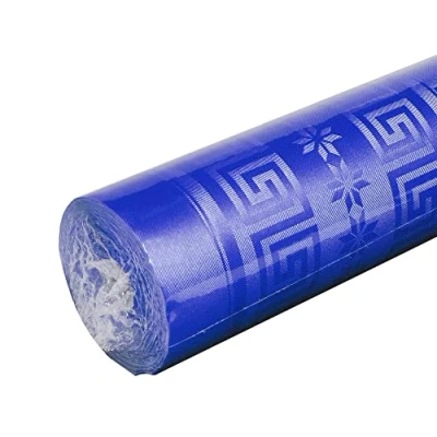 Afbeelding van Pro tafelkleed: damastpapieren wegwerptafelkleed op een rol van 50 m lang en 1,20 breed, marineblauwe kleur. Damastpapier met chic klassiek universeel patroon, ref R485019I