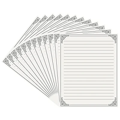 Afbeelding van Belle Vous Briefpapier (48 stuks) vintage papier 28 x 21,5 cm gebroken wit lijnbriefpapier voor schrijven, handwerk, uitnodigingen, gedichten, kalligrafie en meer