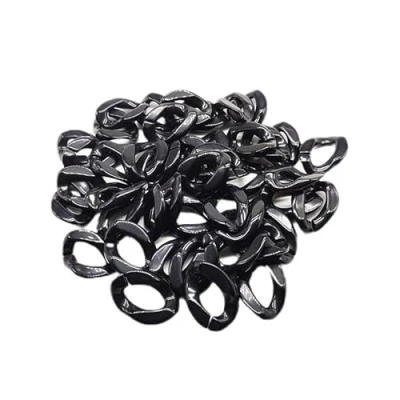 Afbeelding van 100 stuks zwarte acryl kunststof gedraaide kettingringen voor het maken van halskettingen, telefoon, tassen, sieraden, decoratieve accessoires