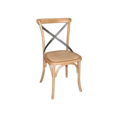 Afbeelding van Bolero houten stoelen met gekruiste rugleuning naturel (2 stuks)