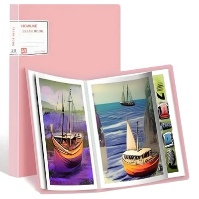 Afbeelding van diamond painting album, map, A2 map voor het opbergen van afbeeldingen diamantschilderij, 30 transparante vakken 60 x 42 cm of kleiner