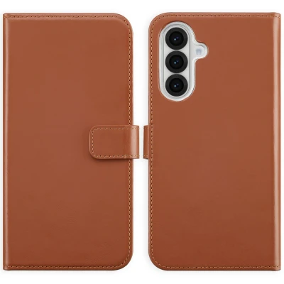 Afbeelding van Selencia Hoesje Geschikt voor Samsung Galaxy A56 Met Pasjeshouder Echt Lederen Bookcase Lichtbruin