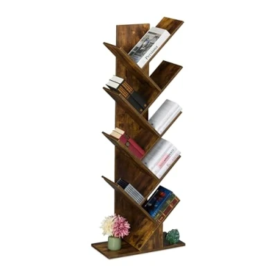 Afbeelding van boekenkast boom 8 vakken 138 x 51 25 cm industrieel bruin