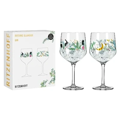 Afbeelding van RITZENHOFF Botanic Glamour 3882001 set van 2 gin glazen 700 ml serie met sterren en maan motief Made in Germany