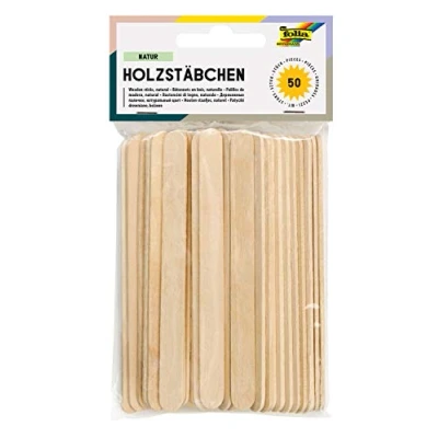 Afbeelding van folia 50 stuks natuurhouten stokjes ca. 11,4 x 1 0,2 cm met afgeronde uiteinden ideaal voor het decoreren, knutselen of leren van cijfers