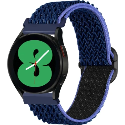 Afbeelding van iMoshion Elastisch nylon 20 mm bandje Geschikt voor Samsung Galaxy Watch 6 (Classic) / 5 (Pro) 4 3 Garmin Venu 2 plus Sq Forerunner 245 55 Donkerblauw