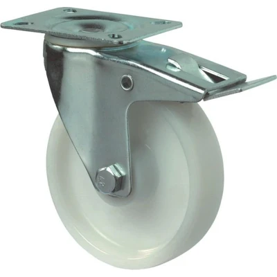 Afbeelding van Zwenkwiel Kelfort gegalvaniseer velg+rem 125mm zwart rubber+plaat 100kg