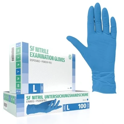 Afbeelding van nitril wegwerphandschoenen, 100 stuks, blauw, onderzoekshandschoenen, handschoenen, poedervrij, latexvrij, niet steriel, zonder accessoires, L