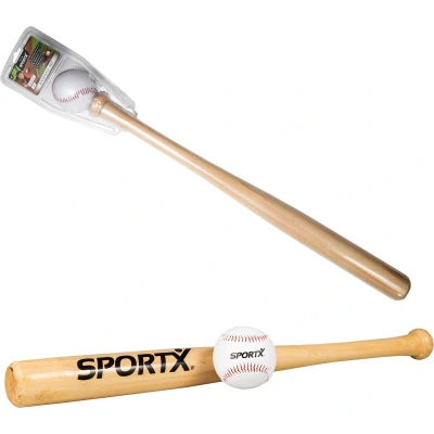 Afbeelding van Sportx Honkbal Houten Knuppel + Bal