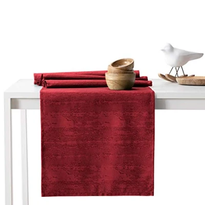 Afbeelding van AmeliaHome Tafelloper 40 x 140 cm, lotuseffect, waterafstotend, slangenhuid, bordeauxrood, Vesta