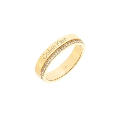 Afbeelding van Calvin Klein Minimal Linear Ring goldcoloured, Dames, Maat: 56, Gold coloured