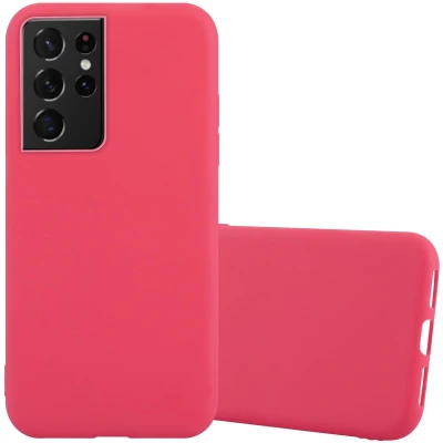 Afbeelding van Cadorabo Hoesje geschikt voor Samsung Galaxy S21 ULTRA in CANDY ROOD Beschermhoes gemaakt van flexibel TPU silicone Case Cover
