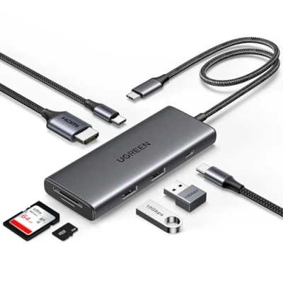 Afbeelding van UGREEN Revodok Pro 107 Hub USB C HDMI 4K 10Gbps 100W PD 7 in 1 adapter SD kaartlezer compatibel met iPhone 16 Plus Max 15 MacBook iPad Air 2024 Surface Galaxy S24