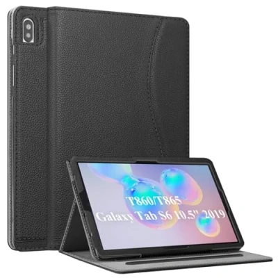 Afbeelding van FINTIE beschermhoes voor Samsung Galaxy Tab S6 10.5 2019 SM T860/T865 multi hoek met automatische slaap/wake functie en documentenkaartvak, (*zwart)