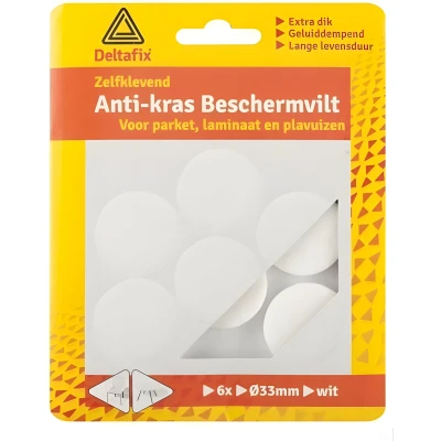 Afbeelding van Deltafix Anti krasvilt Rond 33mm Wit 6 stuks