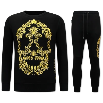 Afbeelding van Joggingpak Heren Skull Embroidery Zwart Maat XL